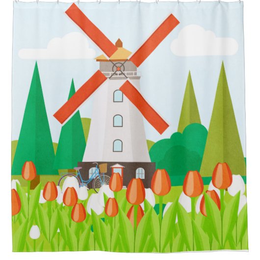 Windmühle Duschvorhang (Vorderseite)