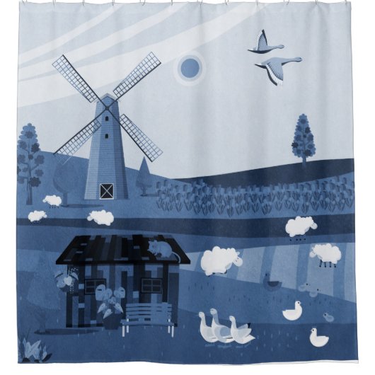 Windmühle Duschvorhang (Vorderseite)