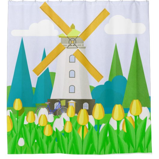 Windmühle Duschvorhang (Vorderseite)