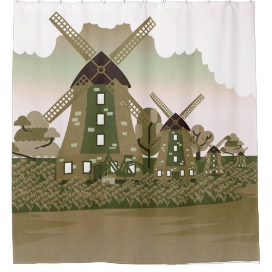 Windmühle Duschvorhang (Vorderseite)