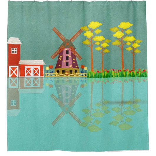 Windmühle Duschvorhang (Vorderseite)