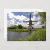 Windmühle entlang eines Kanals östlich von Leiden Postkarte (Vorne/Hinten)