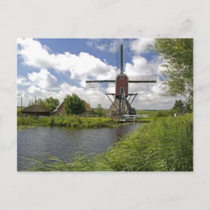 Windmühle entlang eines Kanals östlich von Leiden Postkarte