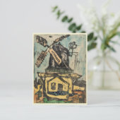 Windmühle Hand gefärbtes Holz Graphic Postkarte (Stehend Vorderseite)