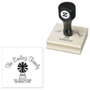 Windmühle Handgezeichnet Name Adresse Stempel