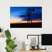 Windmühle im blauen Plakat (Heimbüro)