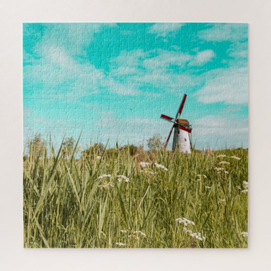 Windmühle im Gras Puzzle (Vertikal)