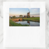 Windmühle im ländlichen Holland, rechteckig Rechteckiger Aufkleber (Tasche)