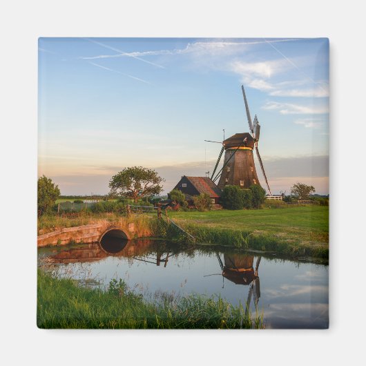 Windmühle im ländlichen Raum in Holland Magnet (Vorne)