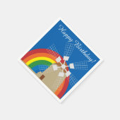 Windmühle im Regenbogengrund Serviette (Ecke)