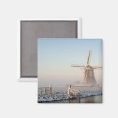 Windmühle im Schnee bei Sonnenaufgang Magnet (Vorderseite/Rückseite)