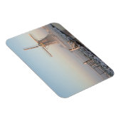 Windmühle im Schnee bei Sonnenaufgang rechteckiger Magnet (Rechte Seite)