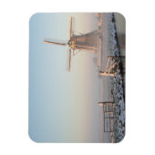Windmühle im Schnee bei Sonnenaufgang rechteckiger Magnet (Vertikal)