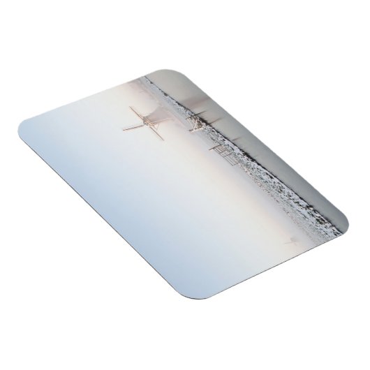 Windmühle im Schnee im Winter rechteckiger Magnet (Rechte Seite)