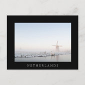 Windmühle im Schnee im Winter schwarzer Text Postk Postkarte (Vorderseite)