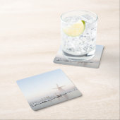 Windmühle im Schnee im Winter-Untersetzer Rechteckiger Pappuntersetzer (Vor Ort)