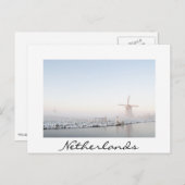 Windmühle im Schnee im Winter weiße Postkarte (Vorne/Hinten)