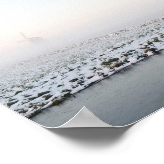 Windmühle im Schnee im Winterposter Poster (Ecke)