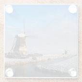 Windmühle im Schnee in einer niederländischen Wint Glasuntersetzer (Rückseite)