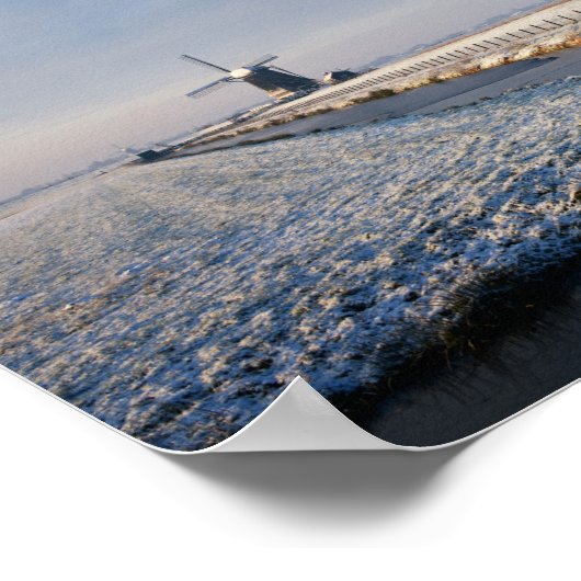 Windmühle im Schnee in einer niederländischen Wint Poster (Ecke)