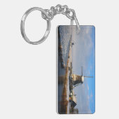 Windmühle im Schnee in einer niederländischen Wint Schlüsselanhänger (Vorderseite links)