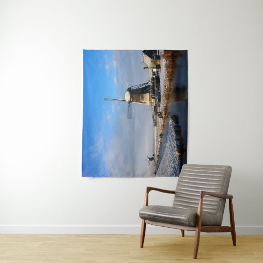 Windmühle im Schnee in einer niederländischen Wint Wandteppich (Beispiel)