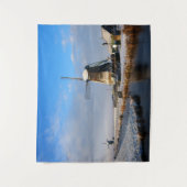 Windmühle im Schnee in einer niederländischen Wint Wandteppich (Vorderseite)