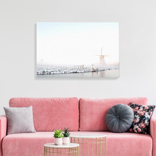 Windmühle im Winter Leinwanddruck (Insitu (Wohnzimmer))
