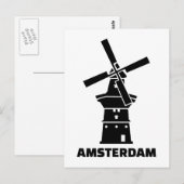 Windmühle in Amsterdam Postkarte (Vorne/Hinten)