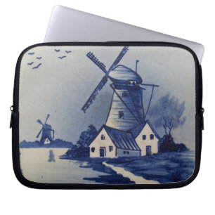 Windmühle in Blau und Weiß Laptopschutzhülle