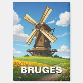 Windmühle in Brügge Belgien Reisen Souvenir Magnet