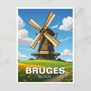 Windmühle in Brügge Belgien Reisen Souvenir Postkarte