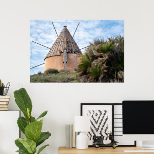 Windmühle in Cabo de Gata Leinwand Poster