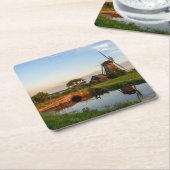 Windmühle in der Landschaft in Holland-Untersetzer Rechteckiger Pappuntersetzer (angewinkelt)