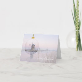 Windmühle in gefalteter Weihnachtskarte Einladung