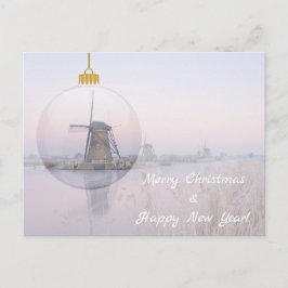 Windmühle in gläserner Weihnachtskarte Feiertagspostkarte