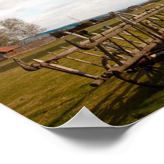 Windmühle in Grün- und Weißwolken und Blauem Himme Poster (Ecke)