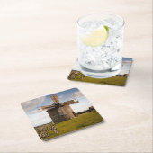 Windmühle in Grün- und Weißwolken und Blauem Himme Rechteckiger Pappuntersetzer (Vor Ort)