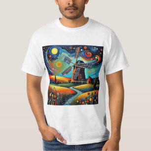 Windmühle in Nacht 2 T-Shirt