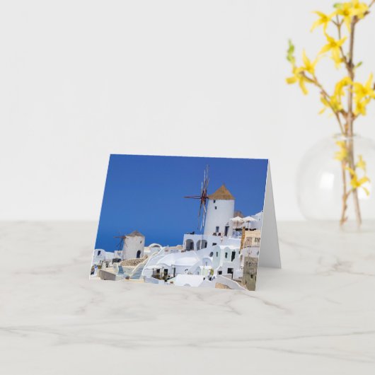 Windmühle in Oia, Santorini, Griechenland Karte (Gelbe Blume)