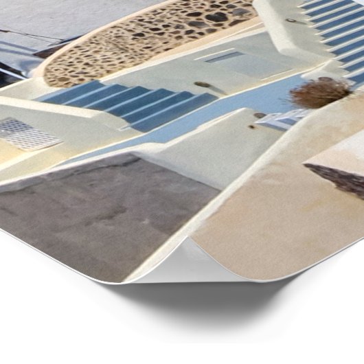 Windmühle in Oia, Santorini, Griechenland Poster (Ecke)