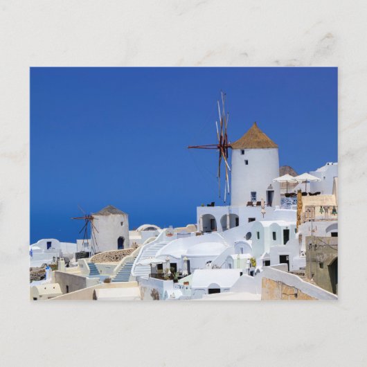 Windmühle in Oia, Santorini, Griechenland Postkarte (Vorderseite)