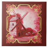 Windmühle in Schweizer/norwegisch/Holland, rot Fliese (Vorderseite)