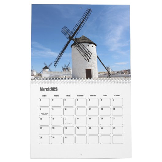 Windmühle Kalender (Mär 2026)
