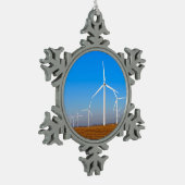 Windmühle Landschaft Schneeflocken Zinn-Ornament (Links)