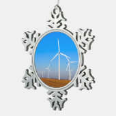 Windmühle Landschaft Schneeflocken Zinn-Ornament (Rechts)
