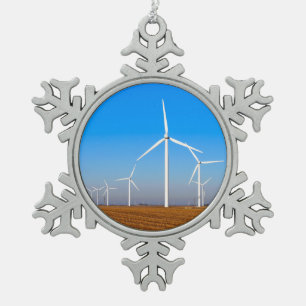 Windmühle Landschaft Schneeflocken Zinn-Ornament