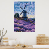 Windmühle Lila Landschaft Kunst, Dichtung und Musi Poster (Küche)