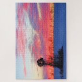 Windmühle mit Winter Pink Sunrise Puzzle (Vertikal)