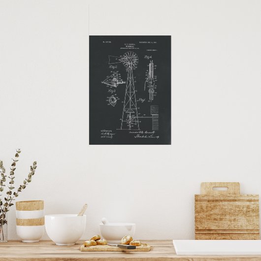 Windmühle Patent Print auf Chalkboard Poster (Küche)